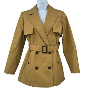 J.Crew Cropped Icon Trench 100% Cotton Lined Coat Size 0 Tan